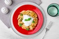 Flat lay composition with tasty pasta on white table Royalty Free Stock Photo