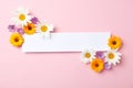 Flat lay composition with wild flowers Royalty Free Stock Photo