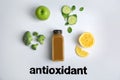 Flat lay composition with word ANTIOXIDANT Royalty Free Stock Photo