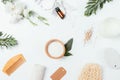 Flat lay composition zero waste hygiene accessories Royalty Free Stock Photo