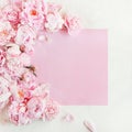 Flat lay concept with beautiful peonies