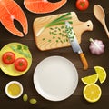 Flat Lay Cooking Dark Background Image