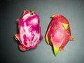 Flat lay of cross-section of red pitaya