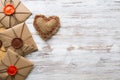 Flat lay cute composition with fabric heart