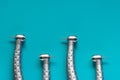 Flat lay of dental high-speed handpieces on the blue background