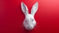 Flat Lay Easter Bunny face paper cut Royalty Free Stock Photo