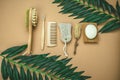 eco friendly spa kit, massage brush, bamboo toothbrush, pumice, wooden comb, natural soap, loofah sponge Royalty Free Stock Photo