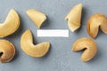 flat lay fortune cookies with blank note. High quality photo Royalty Free Stock Photo