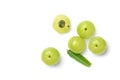 Flat lay of Fresh Amla Indian gooseberry fruits