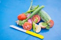 Flat lay of fresh vegetables organic for background, Different vegetables for eating healthy, Colorful vegetables isolated. Royalty Free Stock Photo