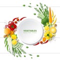 Flat lay Fresh vegetables on white table background , healthy food concept