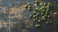 A flat lay of freshly picked olives on a rustic wooden surface Royalty Free Stock Photo