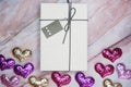 flat-lay gift box on table for Valentine background Royalty Free Stock Photo
