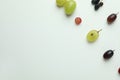 Flat lay with grape on white background Royalty Free Stock Photo