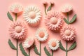 Flat lay Illustration concept white daisy flower, pastel pink background, 3D beautiful flowers are blooming, Valentineâ¬â¢s Royalty Free Stock Photo