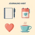 Journaling Habit and Self-Care Elements Royalty Free Stock Photo
