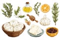 Flat Lay of Ingredients for Goat Cheese Appetizer flat lay isolated Royalty Free Stock Photo