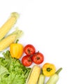 Flat lay on an isolated white background with vegetables Royalty Free Stock Photo