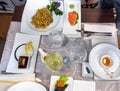 Flat lay Japanese dinner Royalty Free Stock Photo