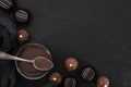 flat lay melted chocolate candies with copy space. High quality beautiful photo concept Royalty Free Stock Photo