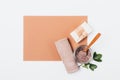 Flat lay mockup of brown paper Royalty Free Stock Photo