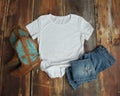 White T Shirt Flat Lay Mockup Royalty Free Stock Photo