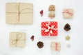 Flat lay of object for merry Christmas and Happy new year concept. Royalty Free Stock Photo