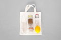 Flat lay objects of zero waste shopping lifestyle