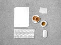 Flat lay office items in concept of working Royalty Free Stock Photo