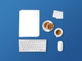 Flat lay office items in concept of working Royalty Free Stock Photo