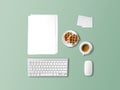 Flat lay office items in concept of working Royalty Free Stock Photo