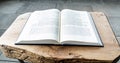 Flat lay open Bible, Greek New Testament. On wooden background. Baselland, Switzerland 12.05.2019 Royalty Free Stock Photo