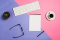 Flat lay photo of a creative freelancer woman workspace desk with copy space background. Royalty Free Stock Photo