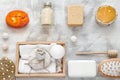 Flat lay photo . Spa-still life of skin care items Royalty Free Stock Photo