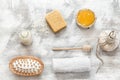 Flat lay photo . Spa-still life of skin care items Royalty Free Stock Photo