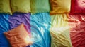 Flat lay of rainbow bed sheets and pillowcases.Pride Month Concept Royalty Free Stock Photo