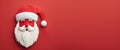 Flat Lay Santa Claus face paper cut with copyspace Royalty Free Stock Photo