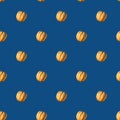 Seamless Pattern made with yellow pumpkin over trendy classic blue color background Royalty Free Stock Photo