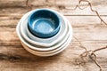 Flat lay set of handmade cute ceramics Royalty Free Stock Photo