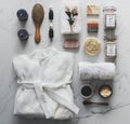 Flat lay of spa treatment set Royalty Free Stock Photo