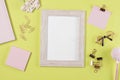 Flat lay stationery collocate on work desk Royalty Free Stock Photo