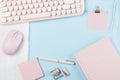 Flat lay stationery collocate on work desk Royalty Free Stock Photo