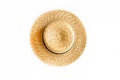 Flat lay of straw hat isolated on white background. Top view Royalty Free Stock Photo