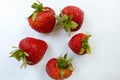 Flat lay strawberries on white