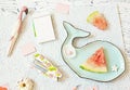 Flat lay, summer, work the freelance Royalty Free Stock Photo