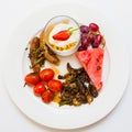 Flat Lay Top View Breakfast Brunch mixed plate