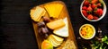 Flat Lay Top View Cheese Board Fruit Platter