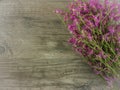 Top view flower bouquet on grey wooden background