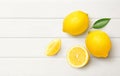 Fresh Lemon with cut in half and sliced on white wood Royalty Free Stock Photo