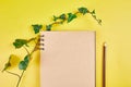 Flat lay top view notebook, notes with flowers Future family, house, life goals Royalty Free Stock Photo
